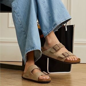 Birkenstock Arizona Soft Slide Suede Sandals Taupe 7 - 7.5 US / 38EU NWT